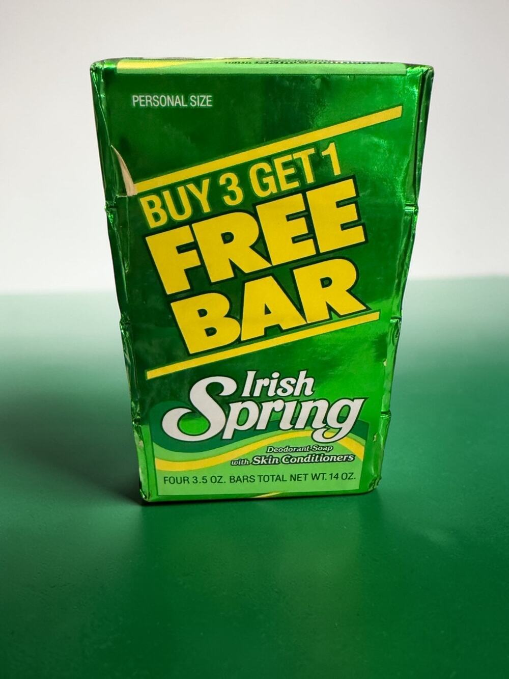 Vintage Irish Spring Soap 4 Pack Personal Size 3.5oz Bars NOS Buy 3 Get 1 Free